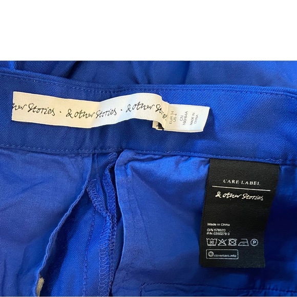 & Other Stories Electric Blue Skort Culottes Flowy Size 4 Knee Length Zip Crop - Picture 3 of 10